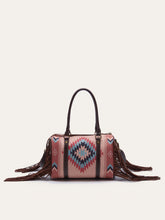 Retro Linen Cotton Fringe Print Crossbody Bag